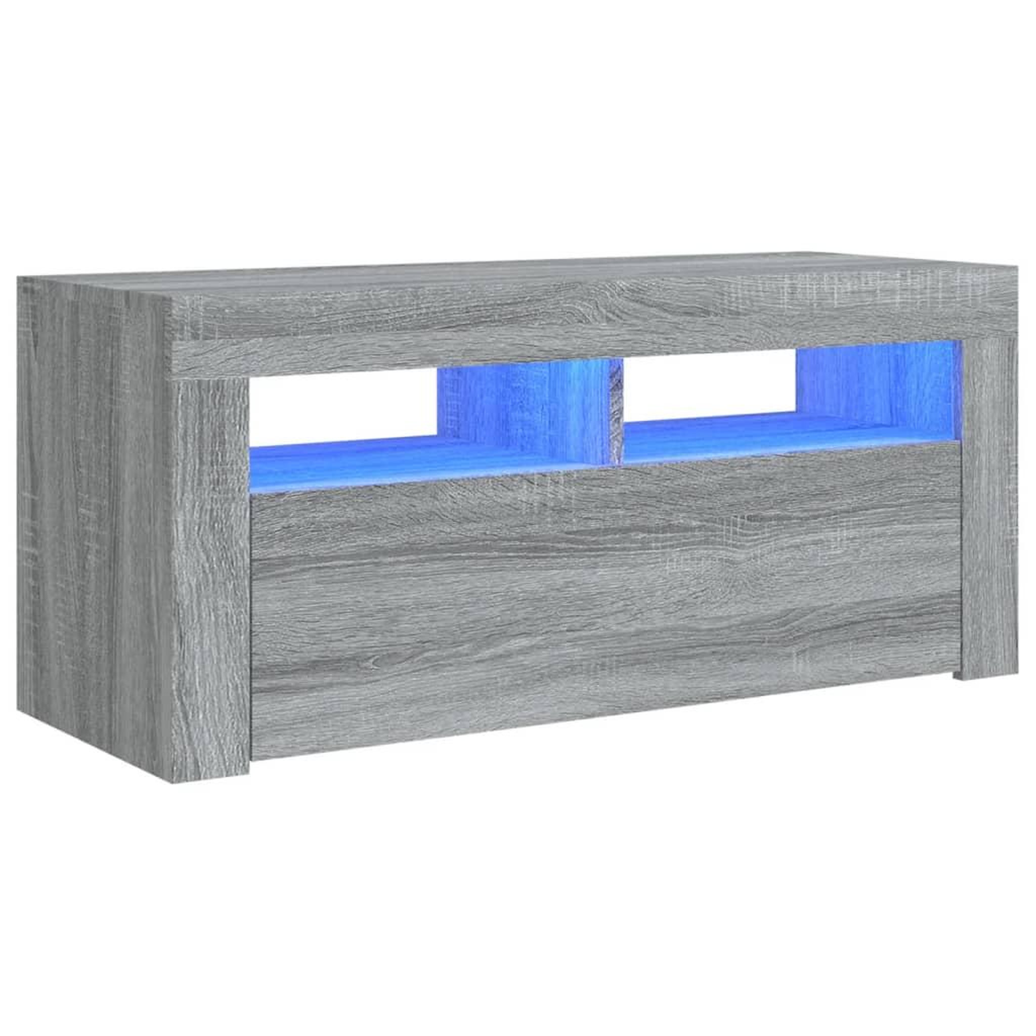 Voir la diapositive 2 : VIDAXL Meuble TV avec lumieres LED Sonoma gris 90x35x40 cm