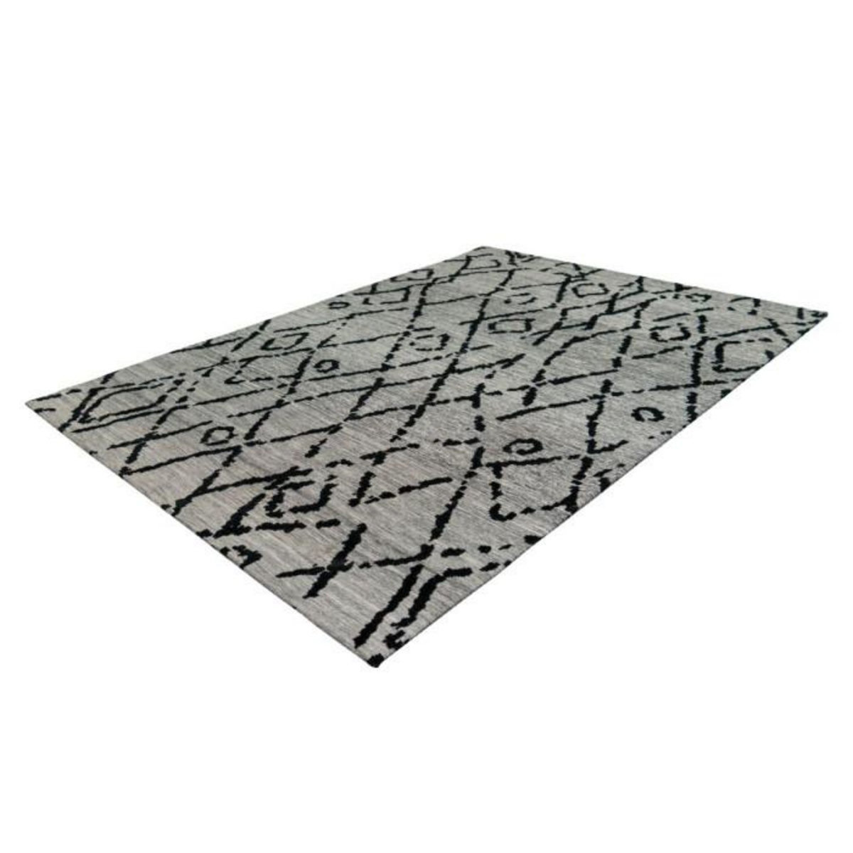 Paris Prix Tapis Jacquard Rétro  River  Gris & Noir