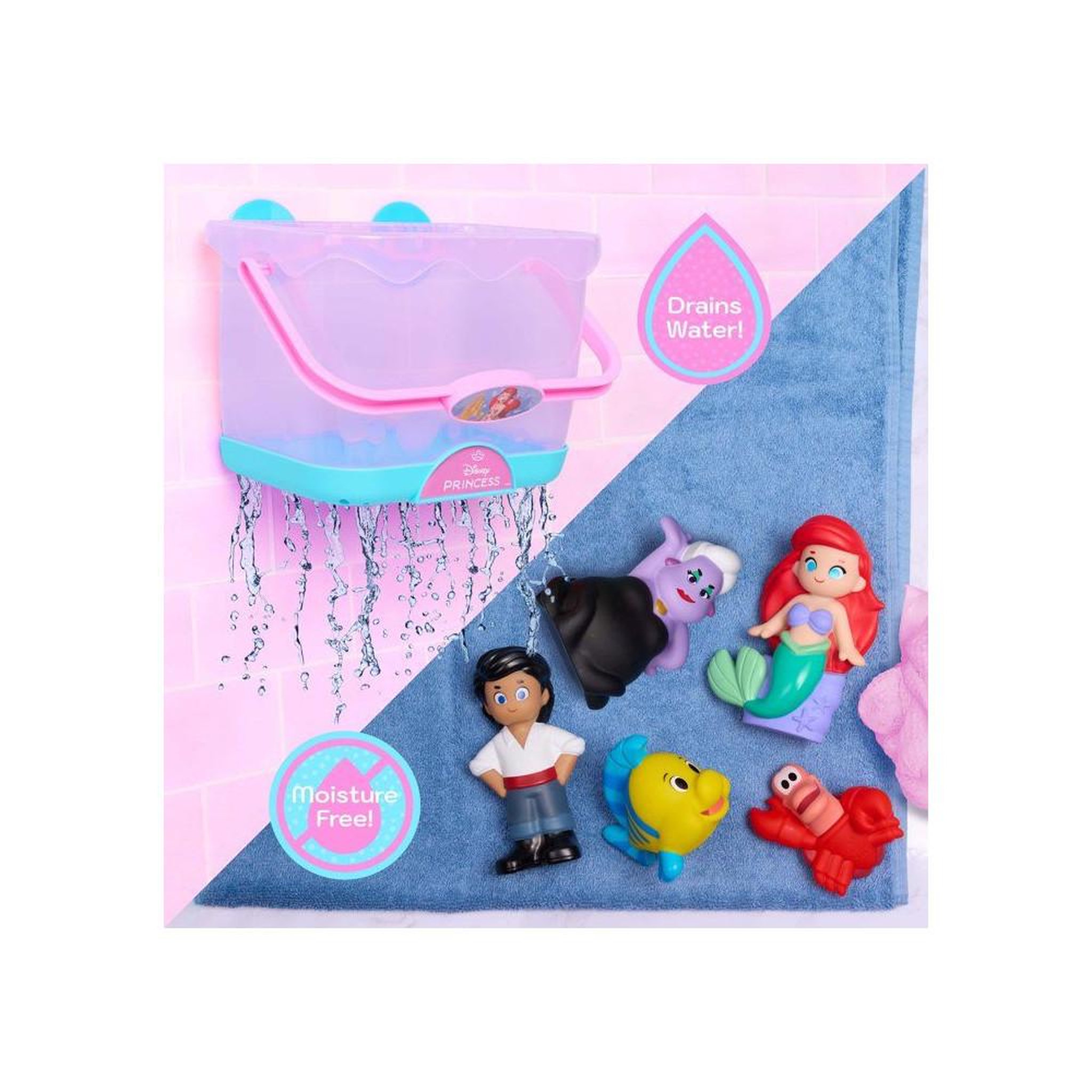 Voir la diapositive 2 : Vaiana Coffret de jouets de bain Princesse Disney La Petite Sirène avec 5 figurines étanches de 12 cm et panier à ventouses