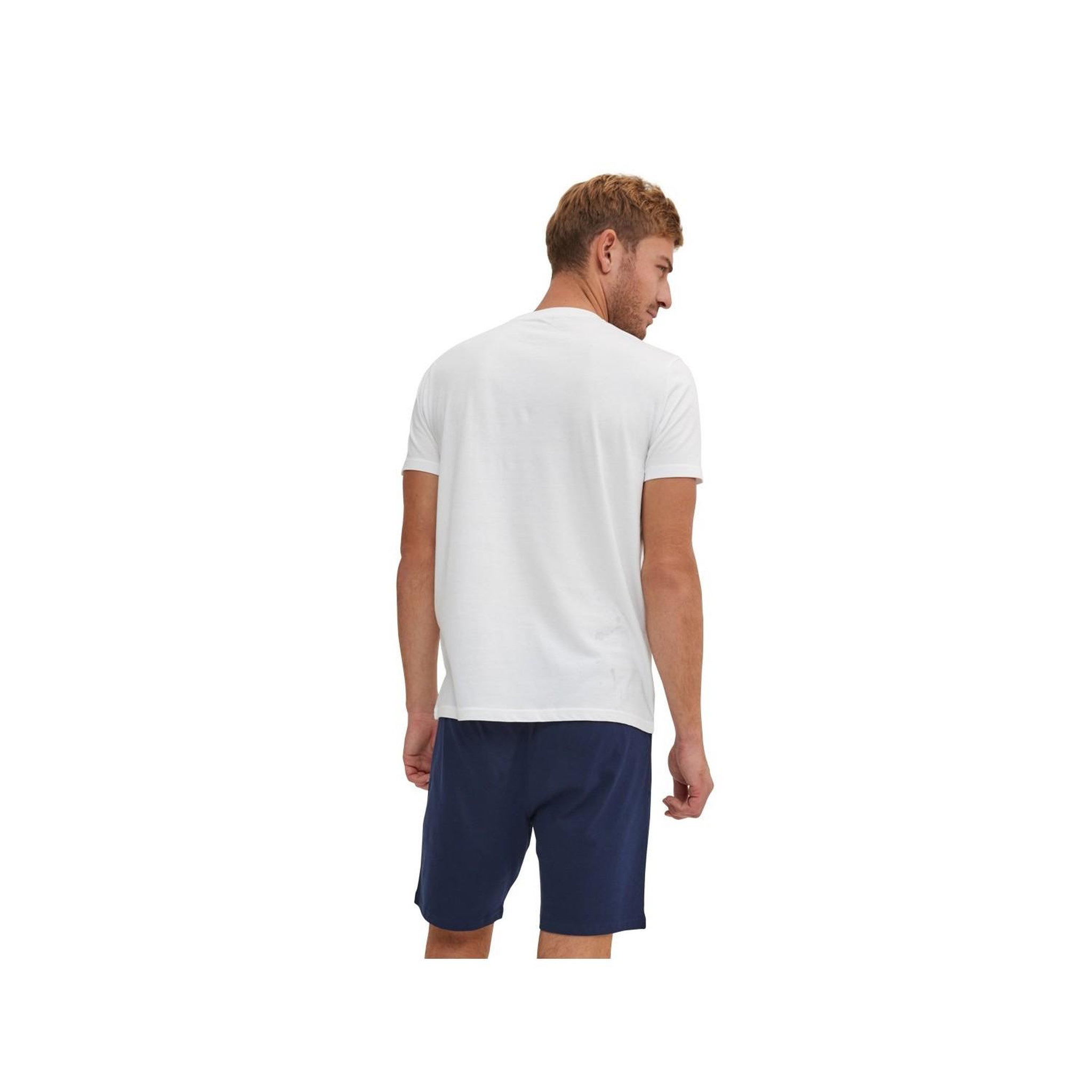 Voir la diapositive 2 : SERGE BLANCO Ensemble pyjama court tshirt col rond homme en coton