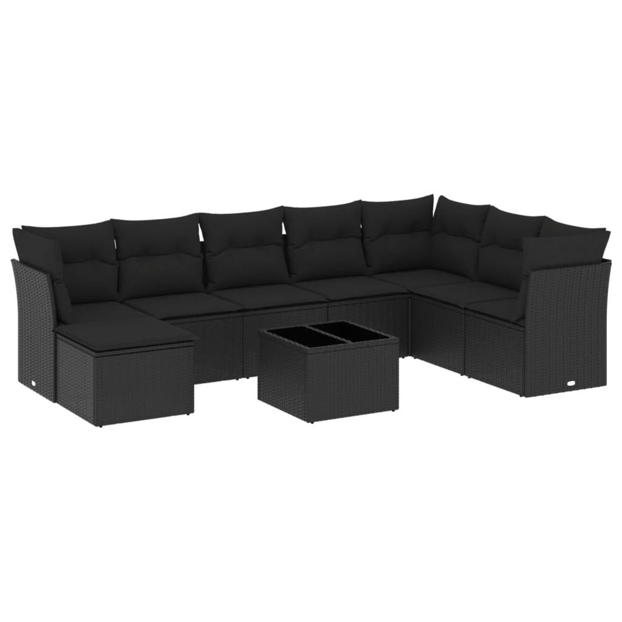 Voir la diapositive 2 : VIDAXL Salon de jardin 9 pcs avec coussins noir resine tressee