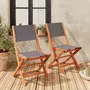 SWEEEK Lot de 2 chaises de jardin en bois Almeria, 2 chaises pliantes Eucalyptus FSC huilé et textilène