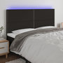 Voir la diapositive 1 : VIDAXL Tete de lit a LED Noir 200x5x118/128 cm Tissu