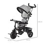 Voir la diapositive 3 : HOMCOM Tricycle enfant évolutif pare-soleil pliable canne  télescopique amovible 92 x 51 x 110 cm acier gris noir