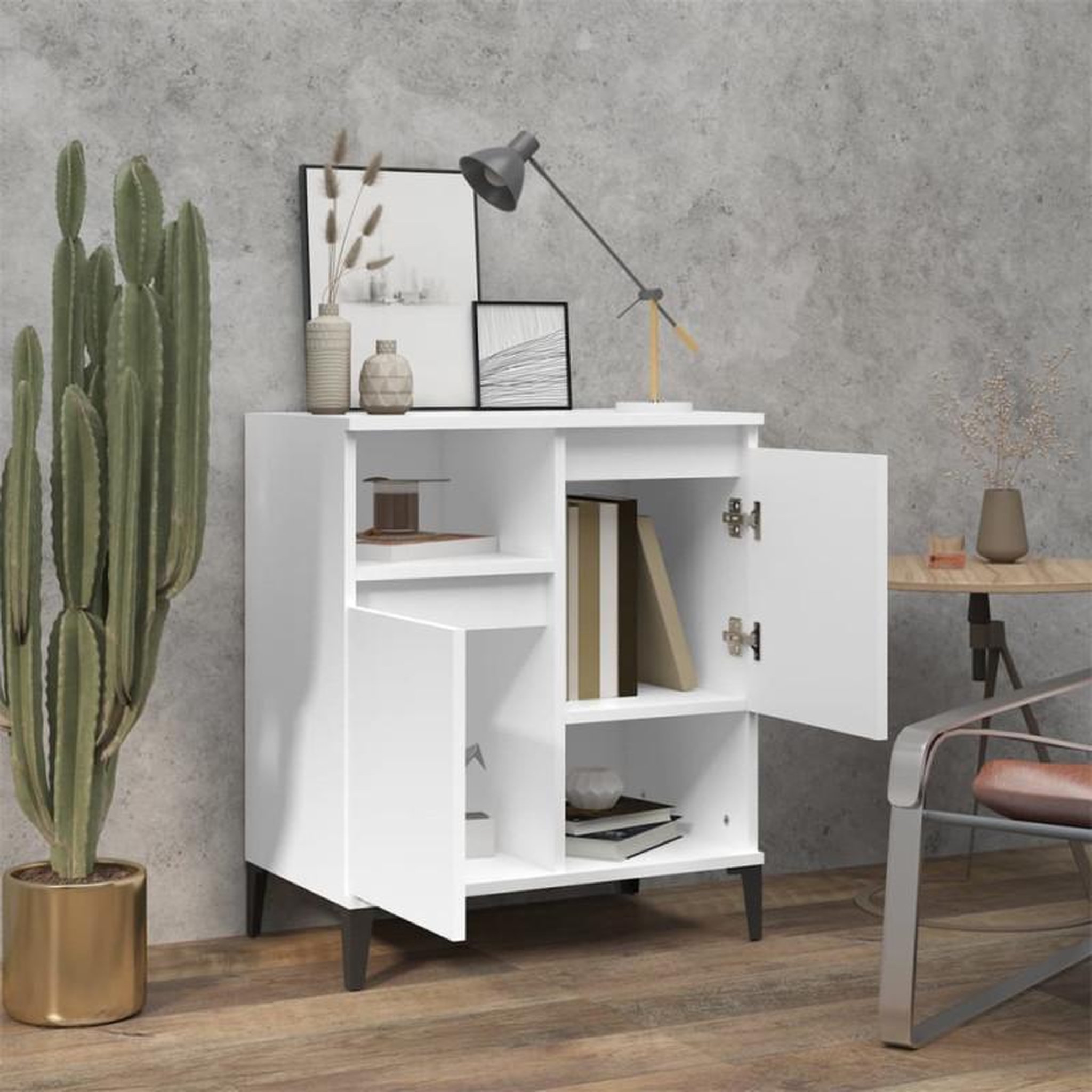 Voir la diapositive 3 : VIDAXL Buffet Blanc 60x35x70 cm Bois d ingénierie
