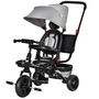 Voir la diapositive 1 : HOMCOM Tricycle enfant évolutif pliable - pare-soleil, canne télescopique amovible - siège pivotant, harnais, arceau sécurité - repose-pied - 3 paniers rangement - métal PP gris noir