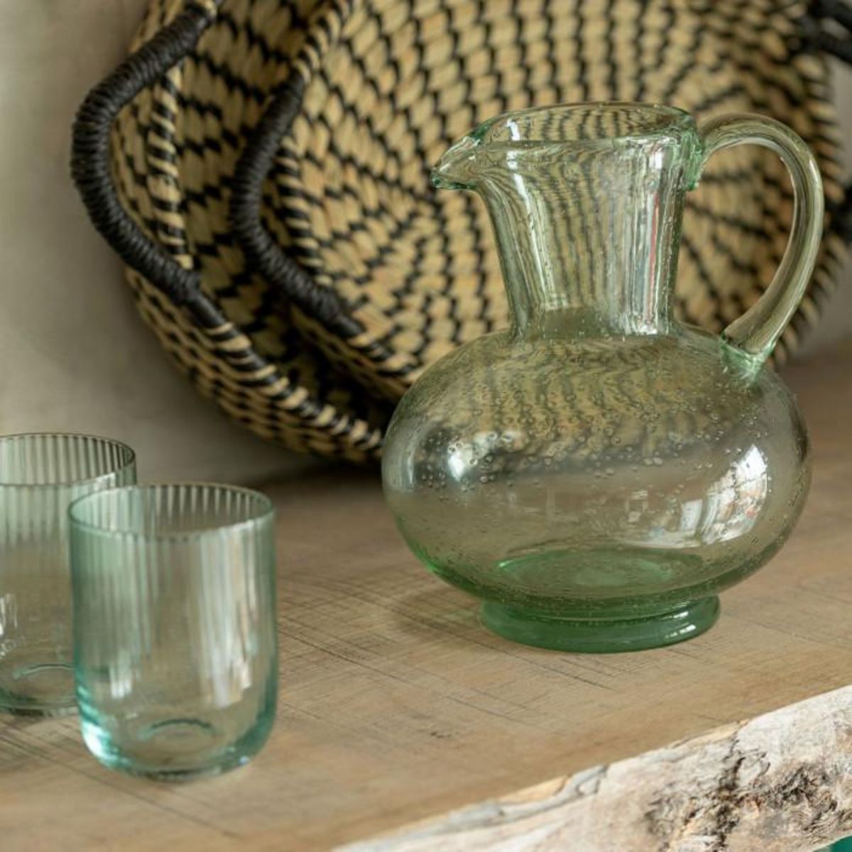 Paris Prix Carafe Design en Verre  Boule  21cm Vert