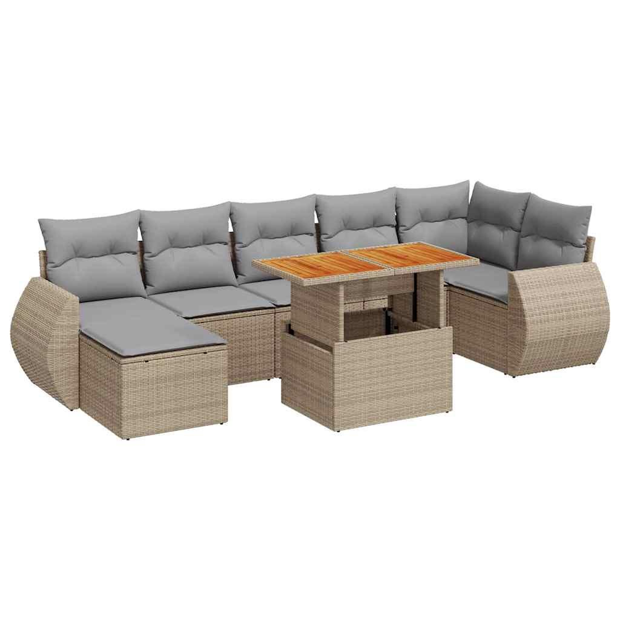 Voir la diapositive 2 : VIDAXL Salon de jardin avec coussins 8 pcs beige resine tressee