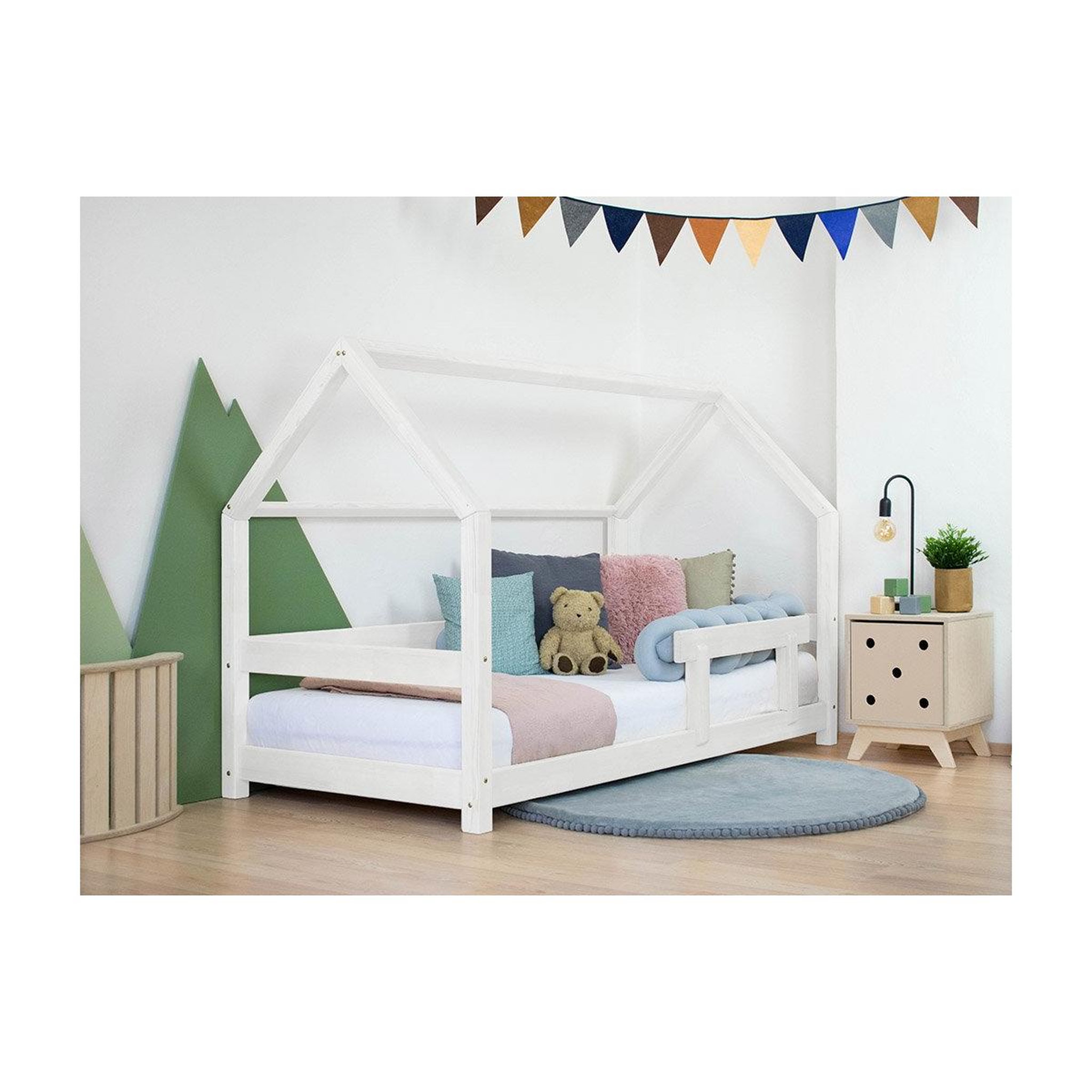 Voir la diapositive 2 : BENLEMI Lit cabane TERY Blanc 90x190cm