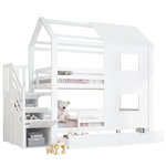 MERAX Lit superposé 90x200 cm coloris blanc pin