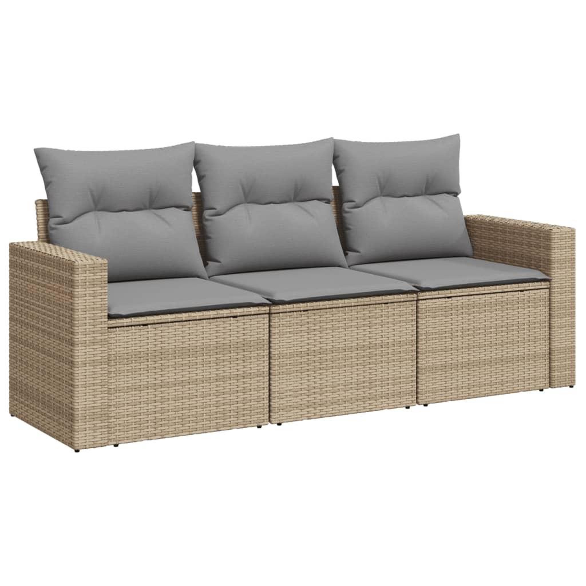 Voir la diapositive 2 : VIDAXL Salon de jardin avec coussins 3 pcs beige resine tressee