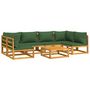 Voir la diapositive 3 : VIDAXL Salon de jardin 7 pcs avec coussins vert bois massif