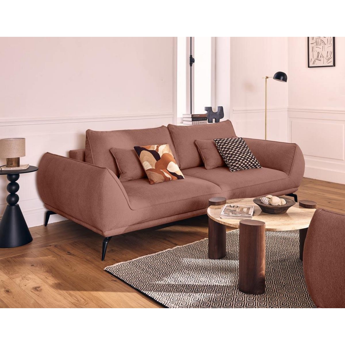 LISA DESIGN Arica - canapé droit 3 places convertible en tissu texturé