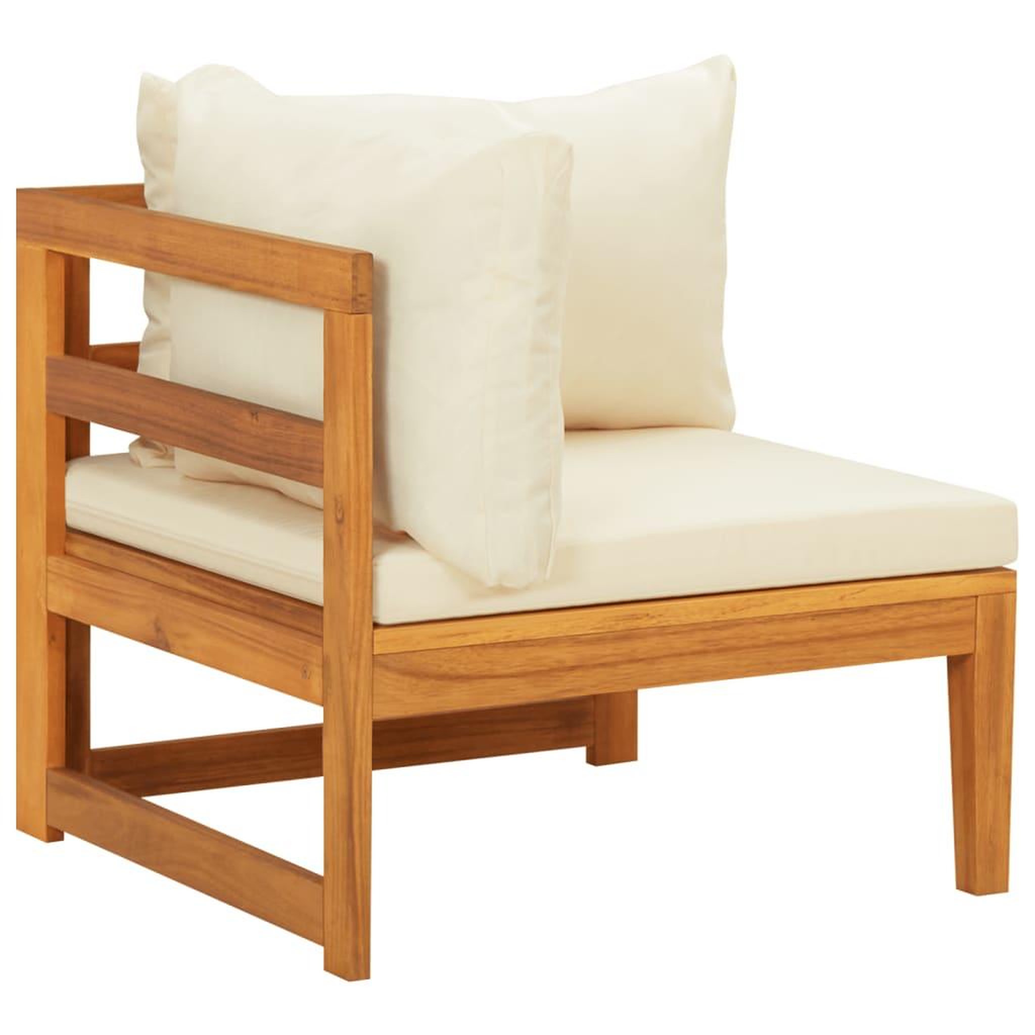 Voir la diapositive 3 : VIDAXL Canape d'angle avec coussins blanc creme Bois d'acacia solide