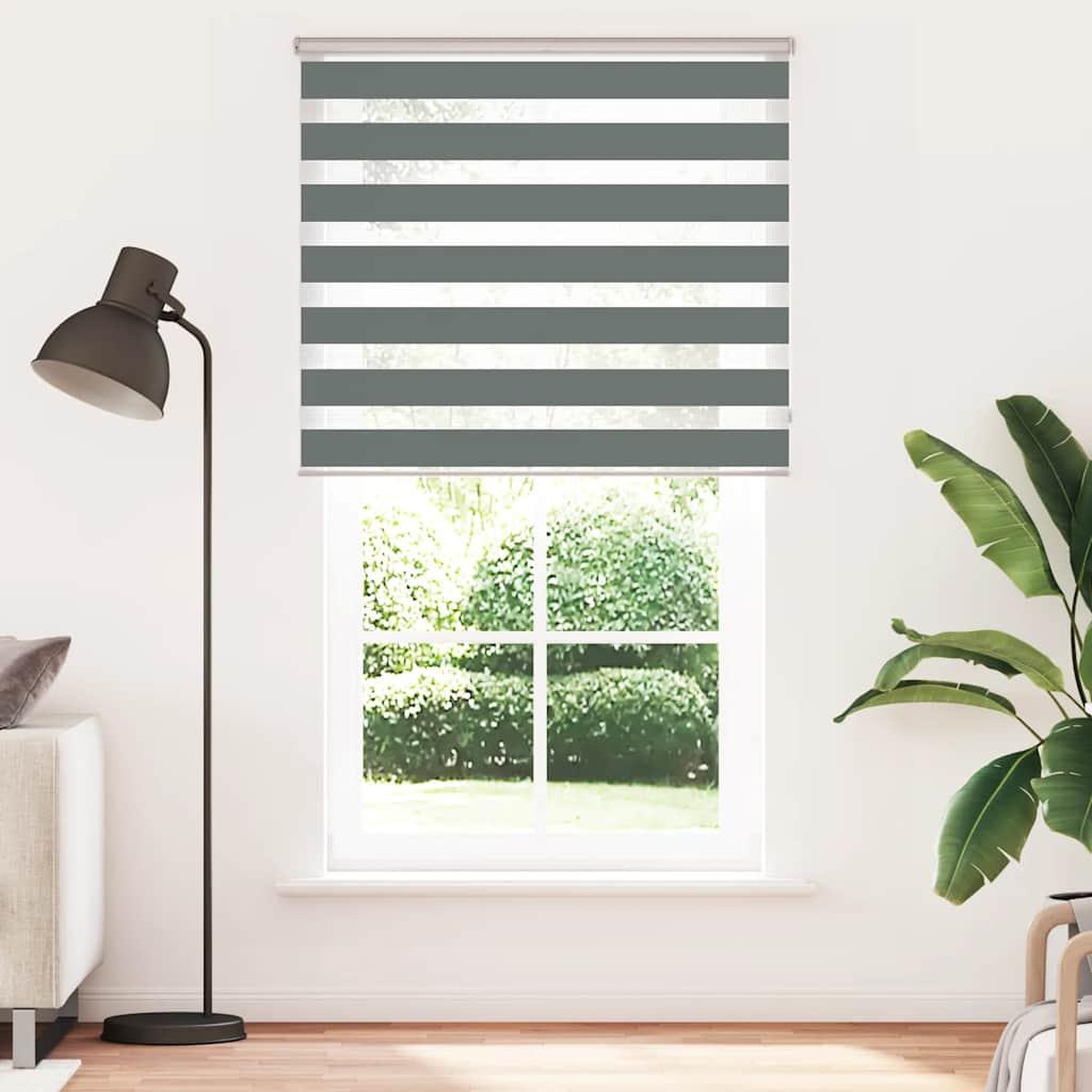 Voir la diapositive 2 : VIDAXL Store zebre gris fonce largeur du tissu 125,9 cm polyester