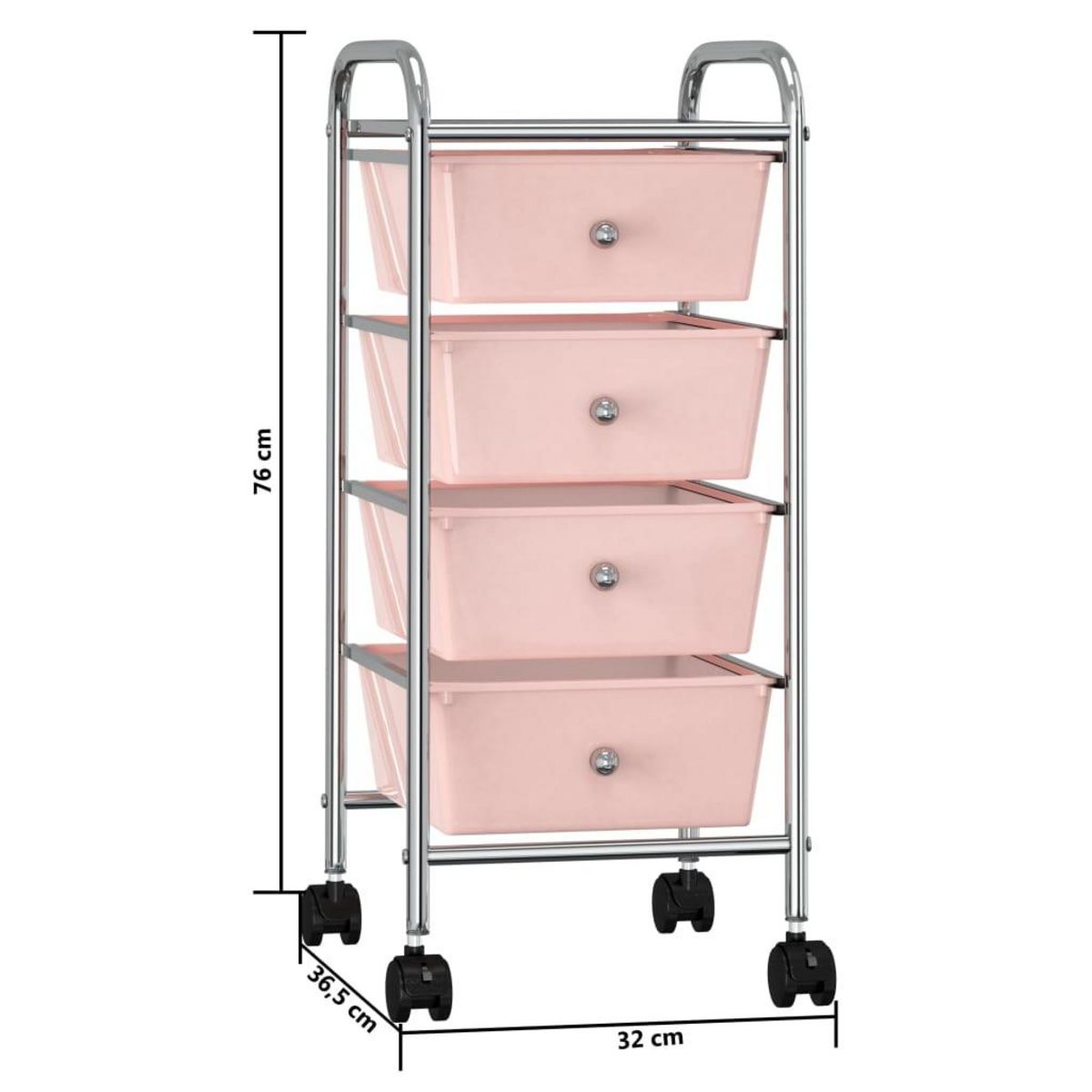VIDAXL Chariot de rangement mobile a 4 tiroirs Rose Plastique
