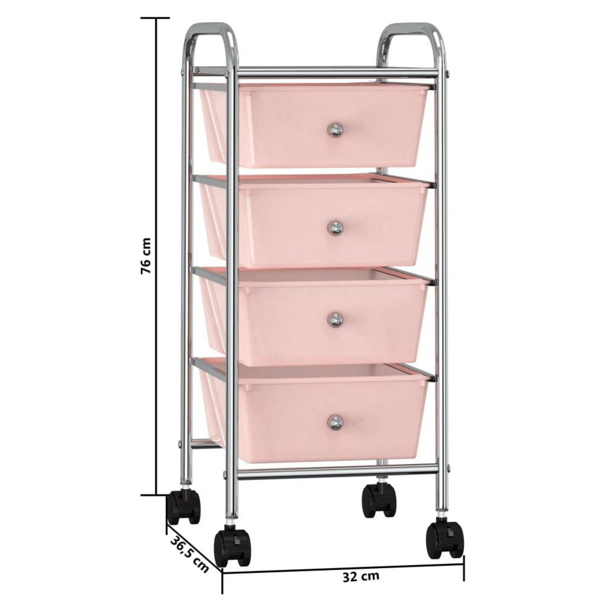 VIDAXL Chariot de rangement mobile a 4 tiroirs Rose Plastique