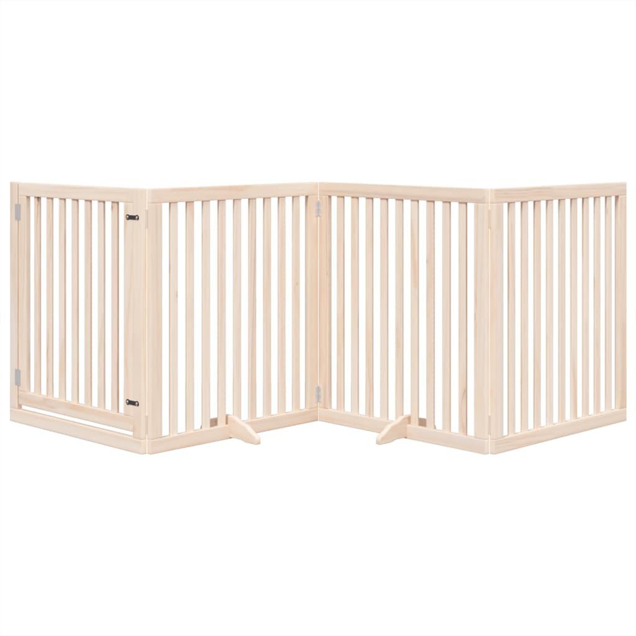 Voir la diapositive 3 : VIDAXL Barriere pour chiens avec porte 4 panneaux bois de peuplier