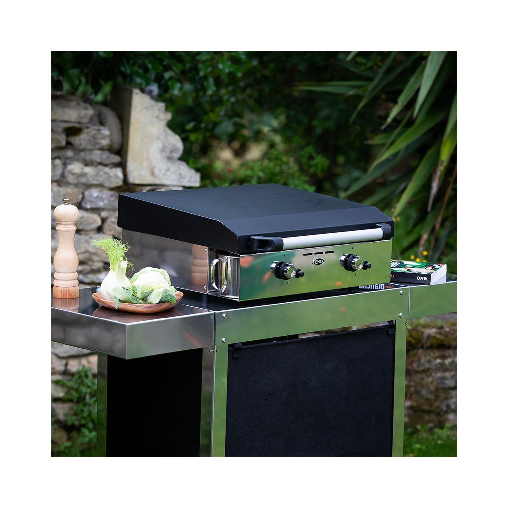 Voir la diapositive 4 : Eno Plancha gaz Initial 50 Inox 2 brûleurs à poser, 47x36 cm