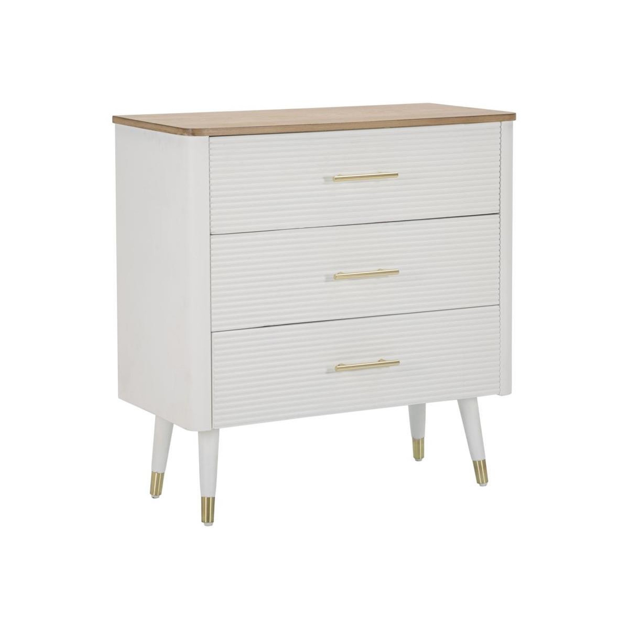 Paris Prix Commode 3 tiroirs en bois  matera  80cm blanc & naturel