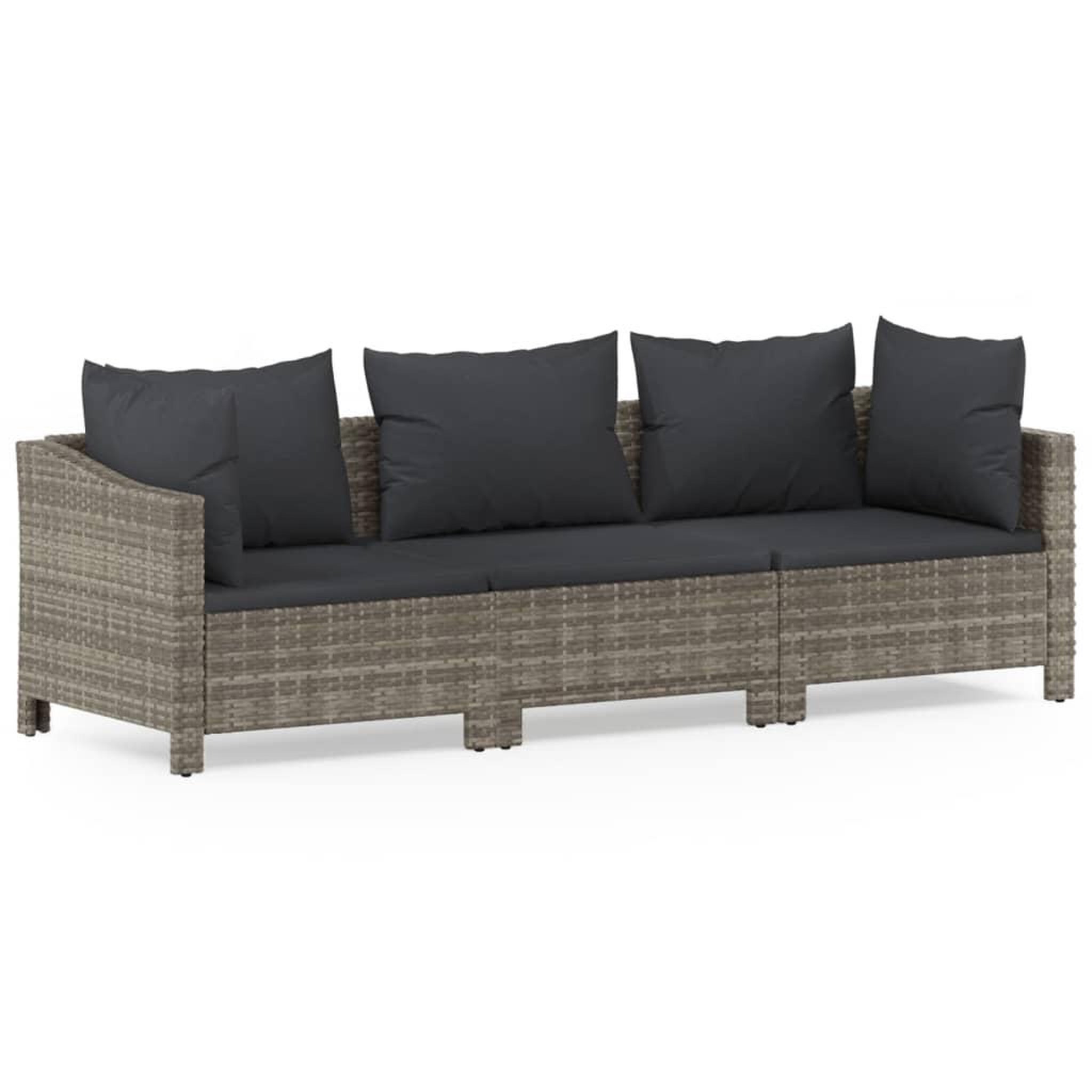Voir la diapositive 2 : VIDAXL Salon de jardin 3 pcs avec coussins Gris Resine tressee