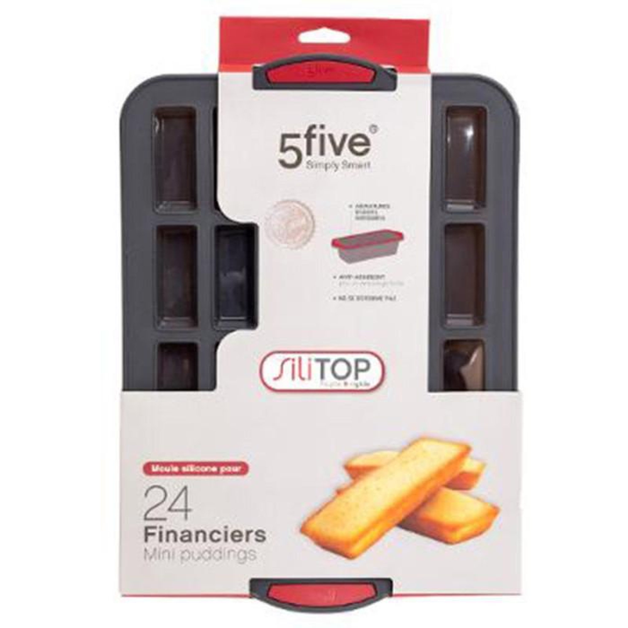 Voir la diapositive 3 : FIVE Moule 24 financiers silicone  silitop  33cm gris