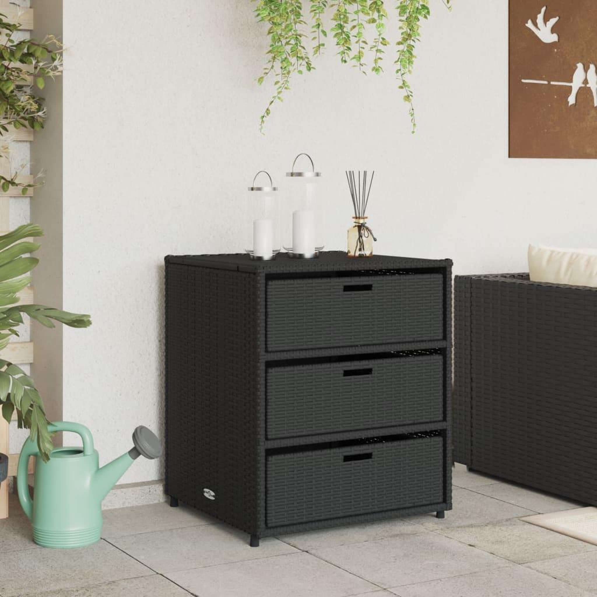 Voir la diapositive 3 : VIDAXL Armoire de rangement de jardin noir 55x59x69 cm resine tressee