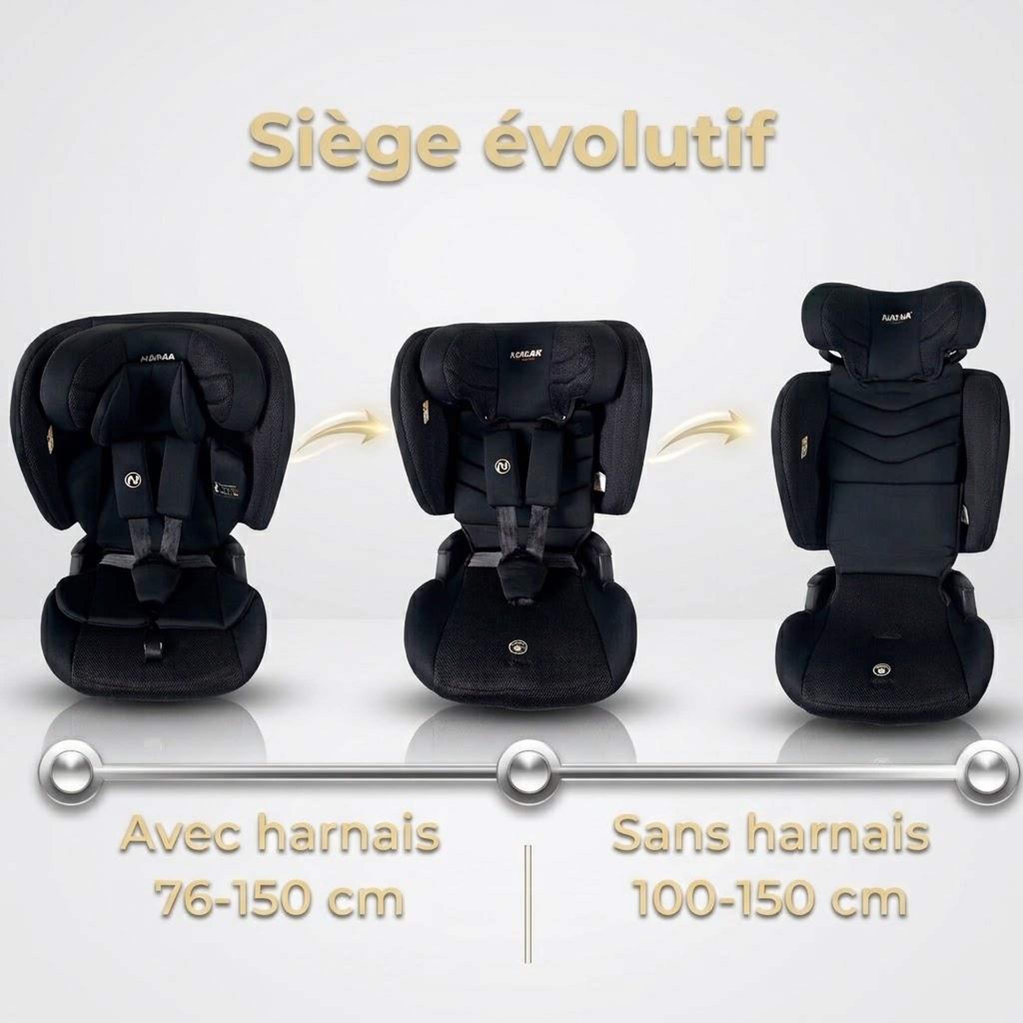 Voir la diapositive 5 : NANIA Nania Nevada, Siège auto isofix, ou ceinture, inclinable, et pliable, Isize 76-150cm, groupe 1/2/3 (9-36kg), protection latérale- housse confort