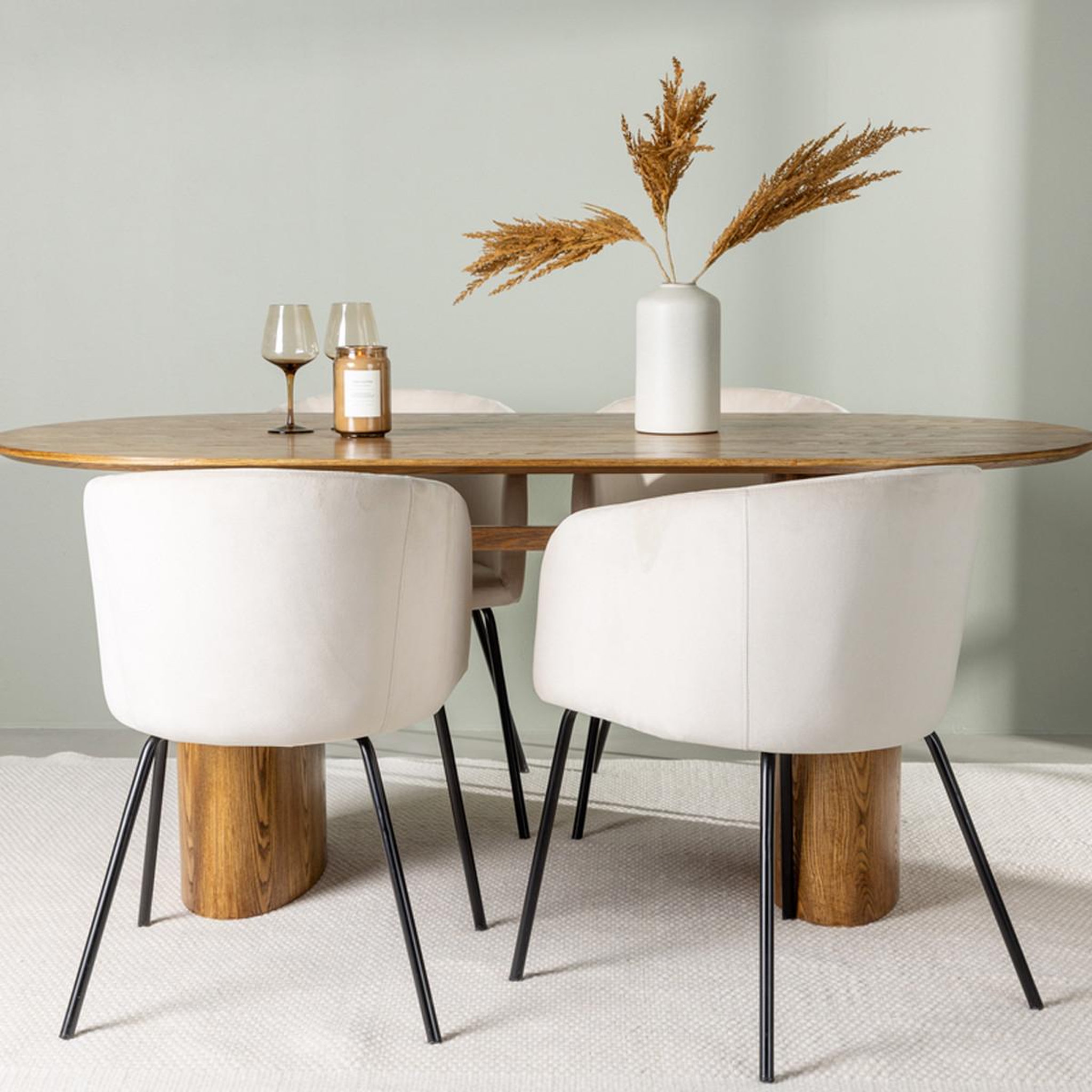 Voir la diapositive 5 : Paris Prix Ensemble table à manger & 4 chaises  isolde & berit  180cm naturel & beige