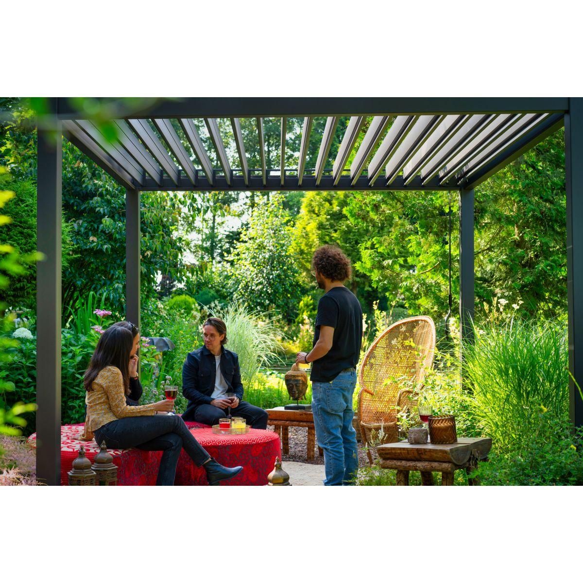 OMBREA Pergola Bioclimatique 3x3m anthracite 4 pieds OMBREA®