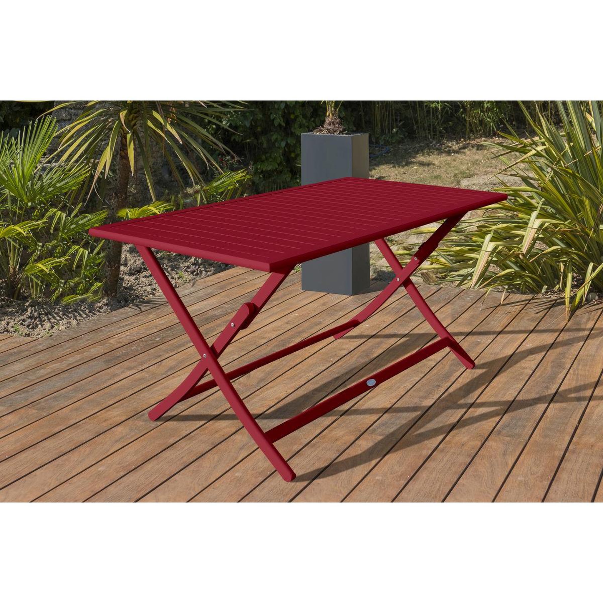 Voir la diapositive 5 : Paris Prix Table de Jardin Pliante  Marius  140cm Rouge Carmin
