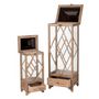 Voir la diapositive 2 : Paris Prix Lot de 2 Lanternes en Bois  Fenêtre  34cm Beige