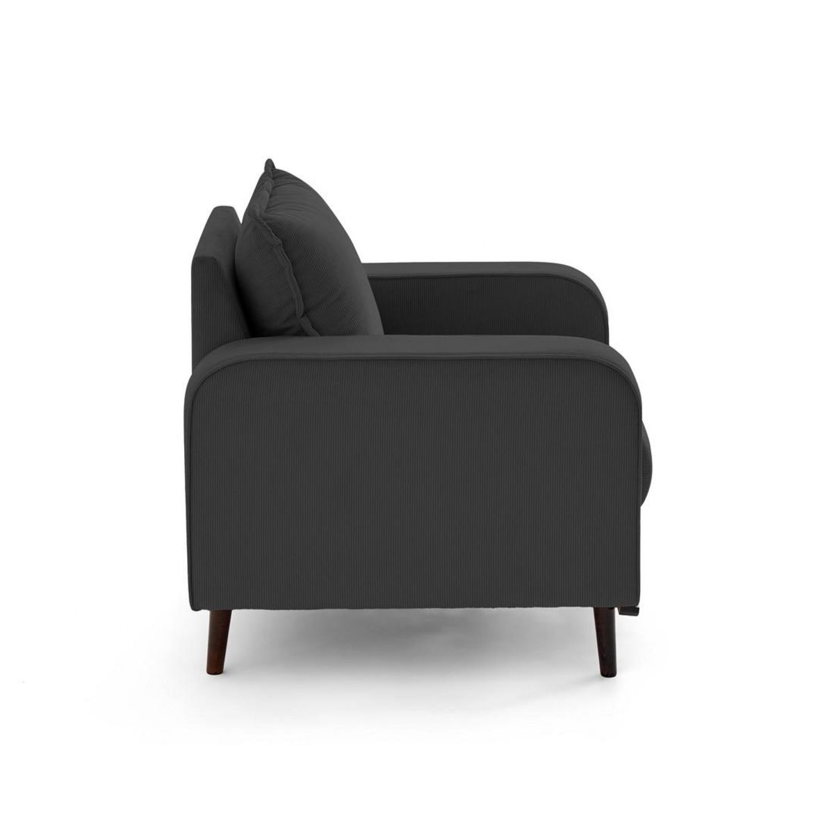 LISA DESIGN Albane - fauteuil en velours côtelé pieds bois foncé