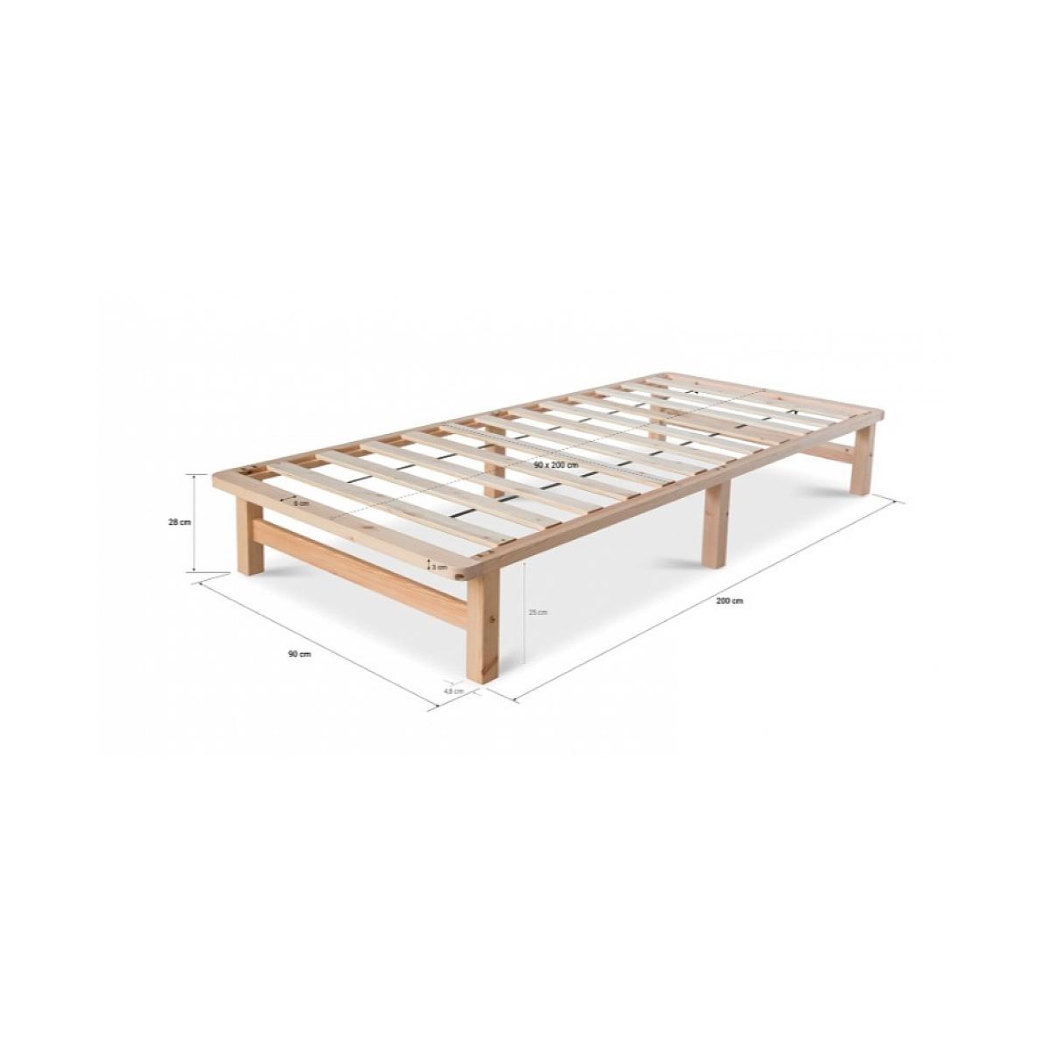 Voir la diapositive 3 : HomeStyle4U Lit Palette 90x200 cm en bois massif