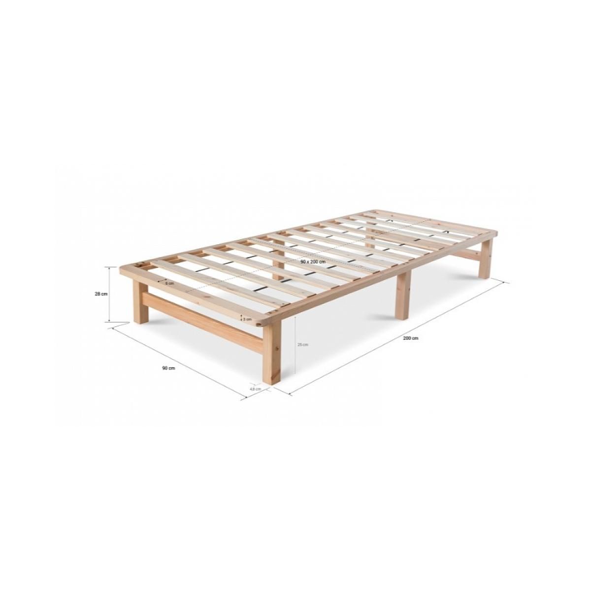 HomeStyle4U Lit Palette 90x200 cm en bois massif