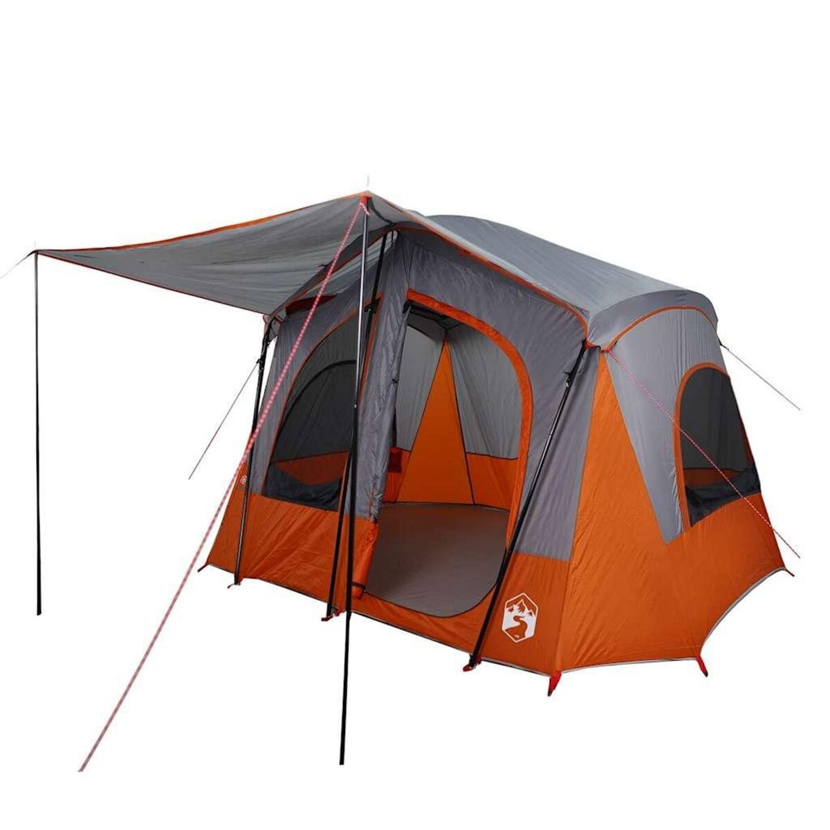 VIDAXL Tente de camping de cabine 5 personnes gris orange impermeable