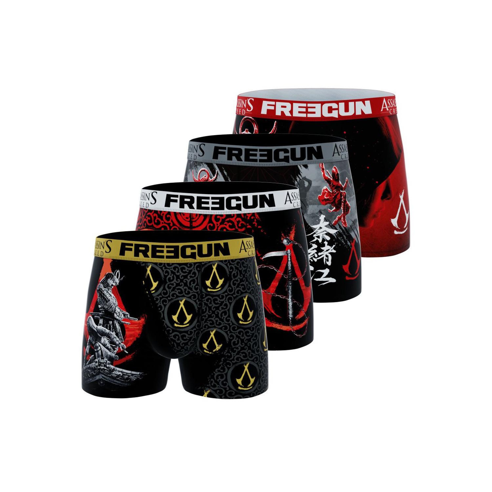 Voir la diapositive 1 : FREEGUN Lot de 4 boxers homme Assassin's Creed