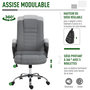 Voir la diapositive 4 : HOMCOM HOMCOM Fauteuil de bureau à roulettes chaise manager ergonomique pivotante hauteur réglable lin gris foncé