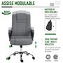 Voir la diapositive 4 : HOMCOM HOMCOM Fauteuil de bureau à roulettes chaise manager ergonomique pivotante hauteur réglable lin gris foncé