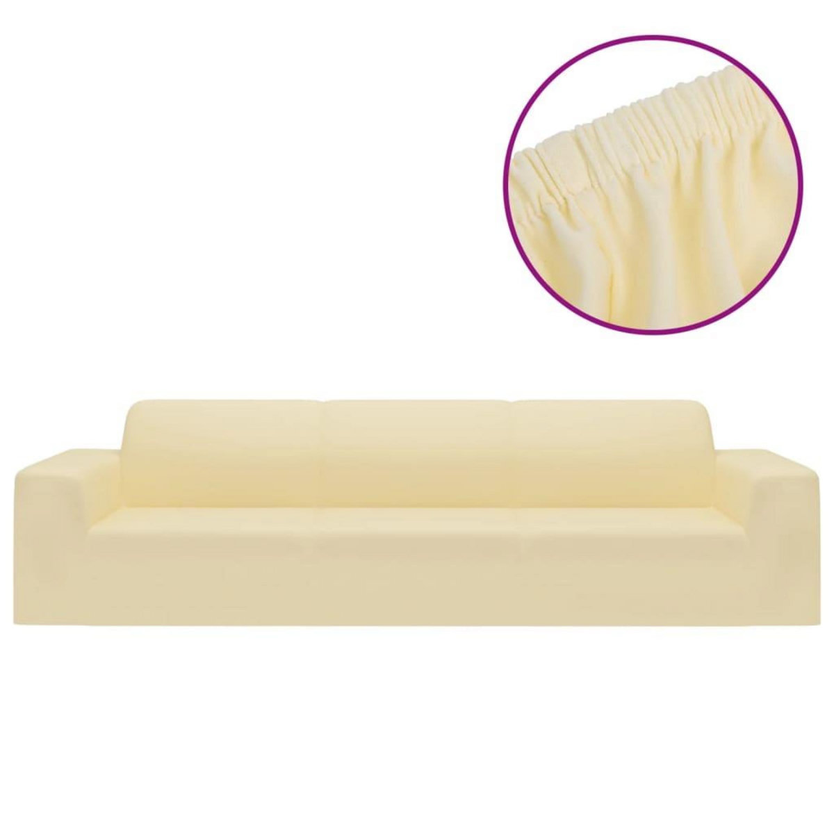 VIDAXL Housse extensible de canape 4 places Creme Jersey de polyester