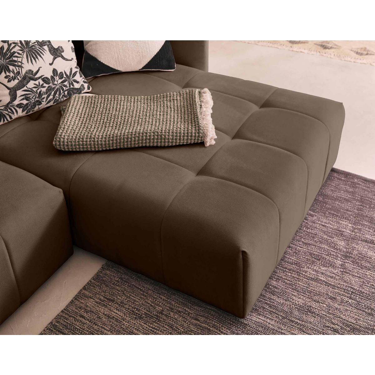 BEST MOBILIER Petra - canapé d'angle réversible - convertible avec coffre - 4 places - en velours