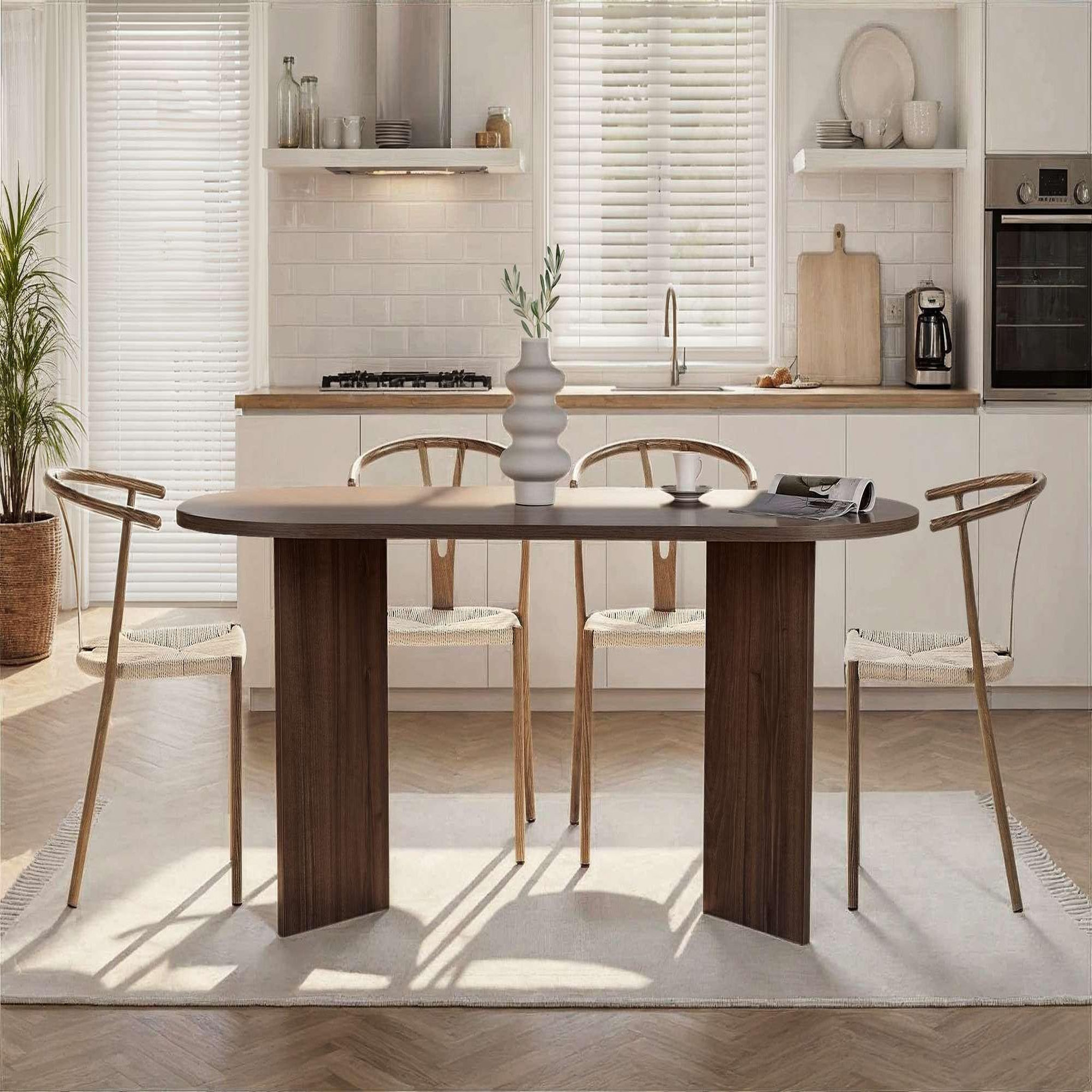 Voir la diapositive 3 : Habitat et Jardin Table à manger en bois  sabella  200 x 90 x 75 cm - noyer