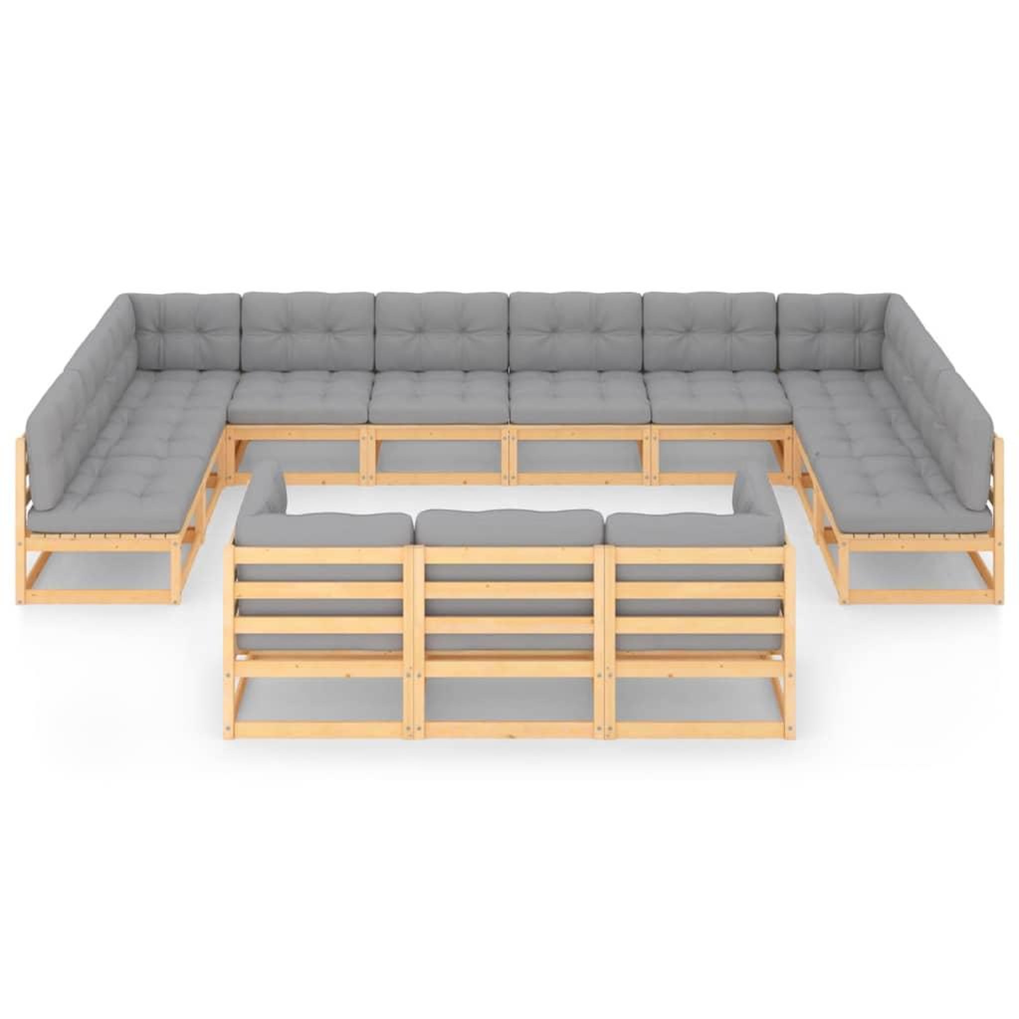 Voir la diapositive 3 : VIDAXL Salon de jardin 13 pcs avec coussins Bois de pin massif