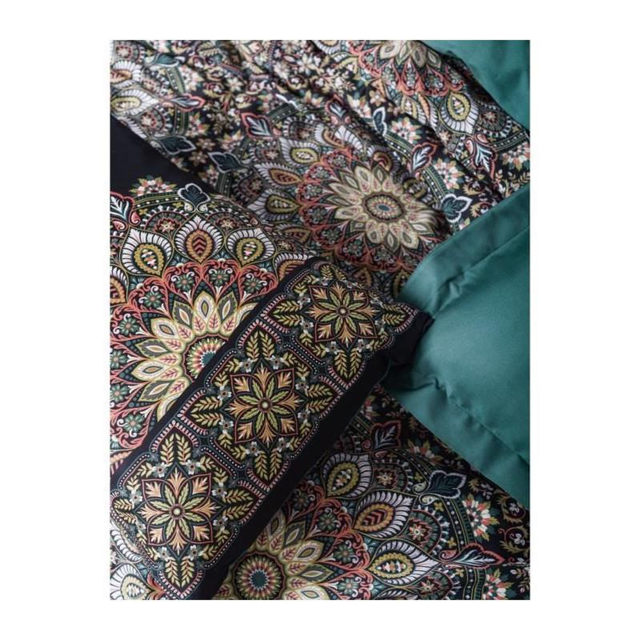 Voir la diapositive 2 : GENERIQUE Parure de lit - 129CTN63971 - 1 housse de couette 220 x 240 cm + 2 taies d'oreiller 60 x 60 cm - Satiné 100% coton - Essence