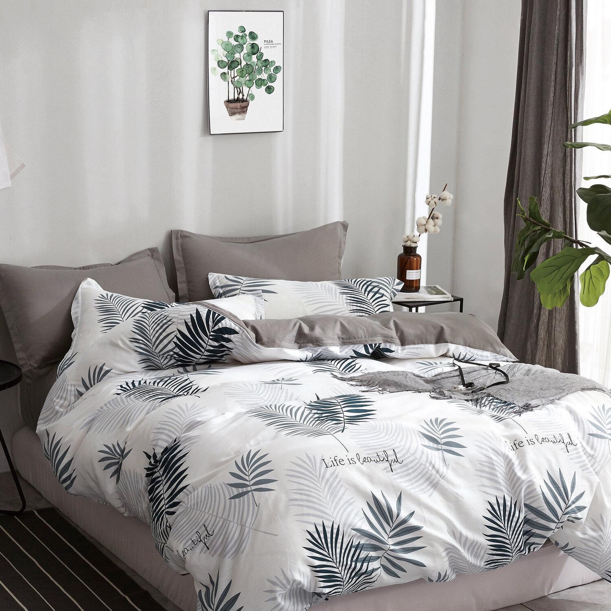 Voir la diapositive 1 : Home collection Parure housse de couette 100 % coton 57 fils Libful