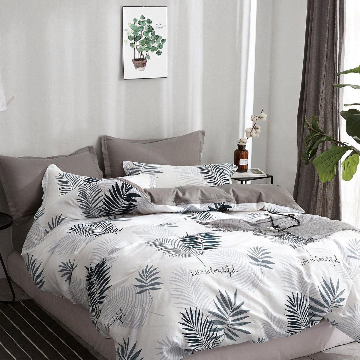 Home collection Parure housse de couette 100 % coton 57 fils Libful