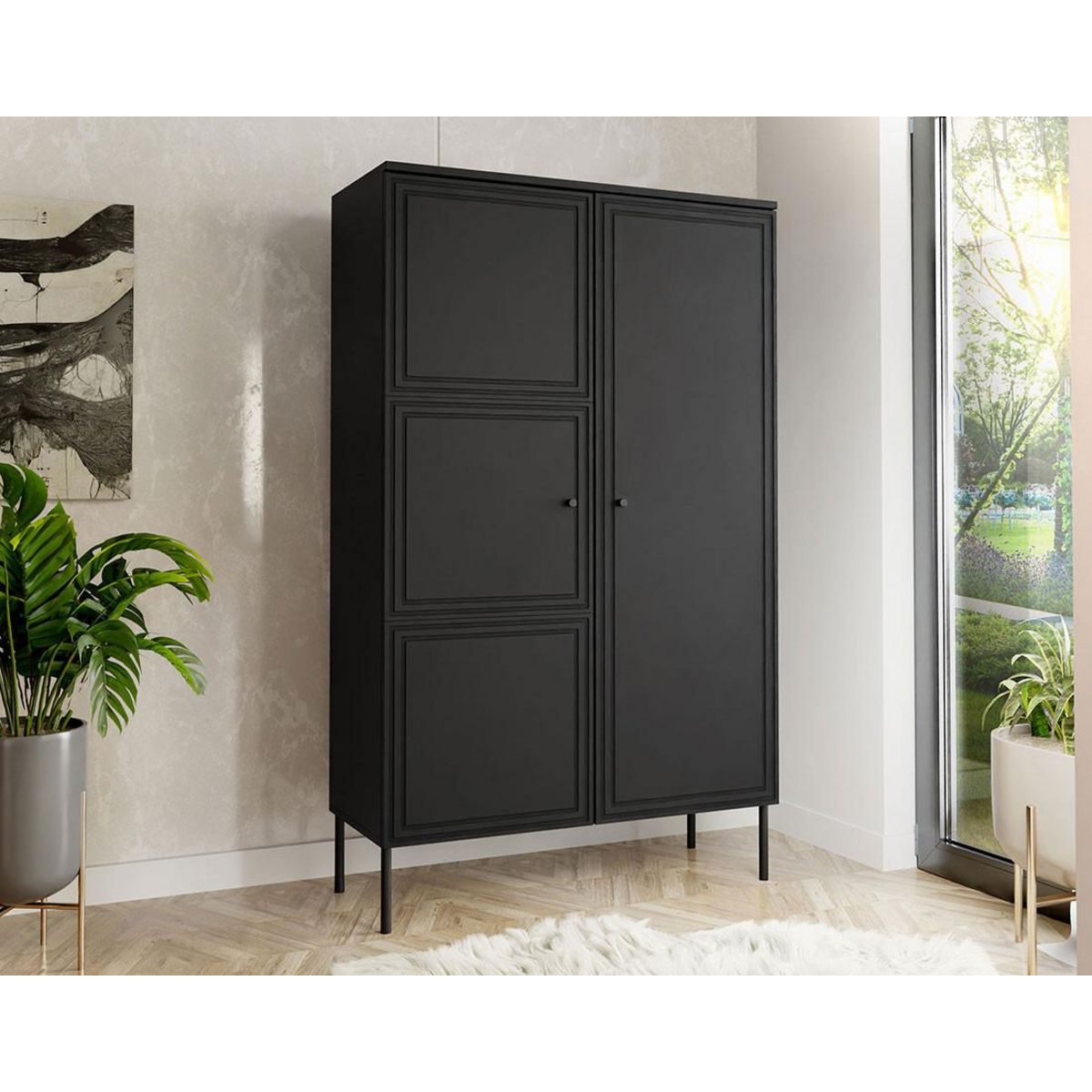 BEST MOBILIER Lavaggi - buffet haut - noir - 166 cm