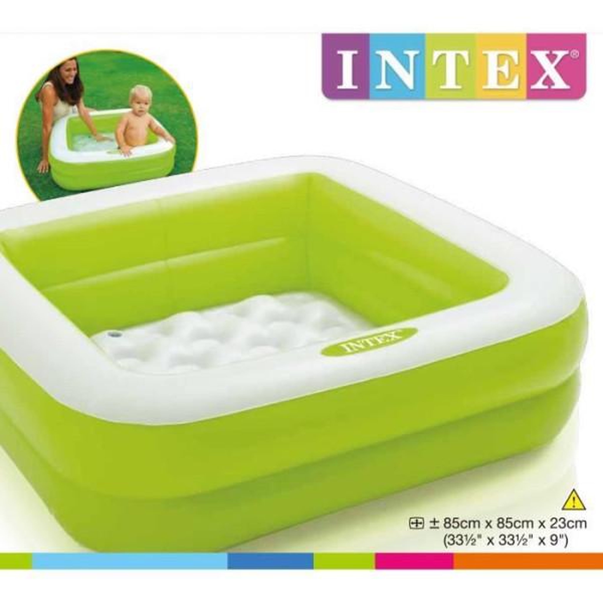 Voir la diapositive 3 : INTEX Intex piscine gonflable enfant / bébé pataugeoire carree 85 x 85 x 23 cm (couleur aléatoire)