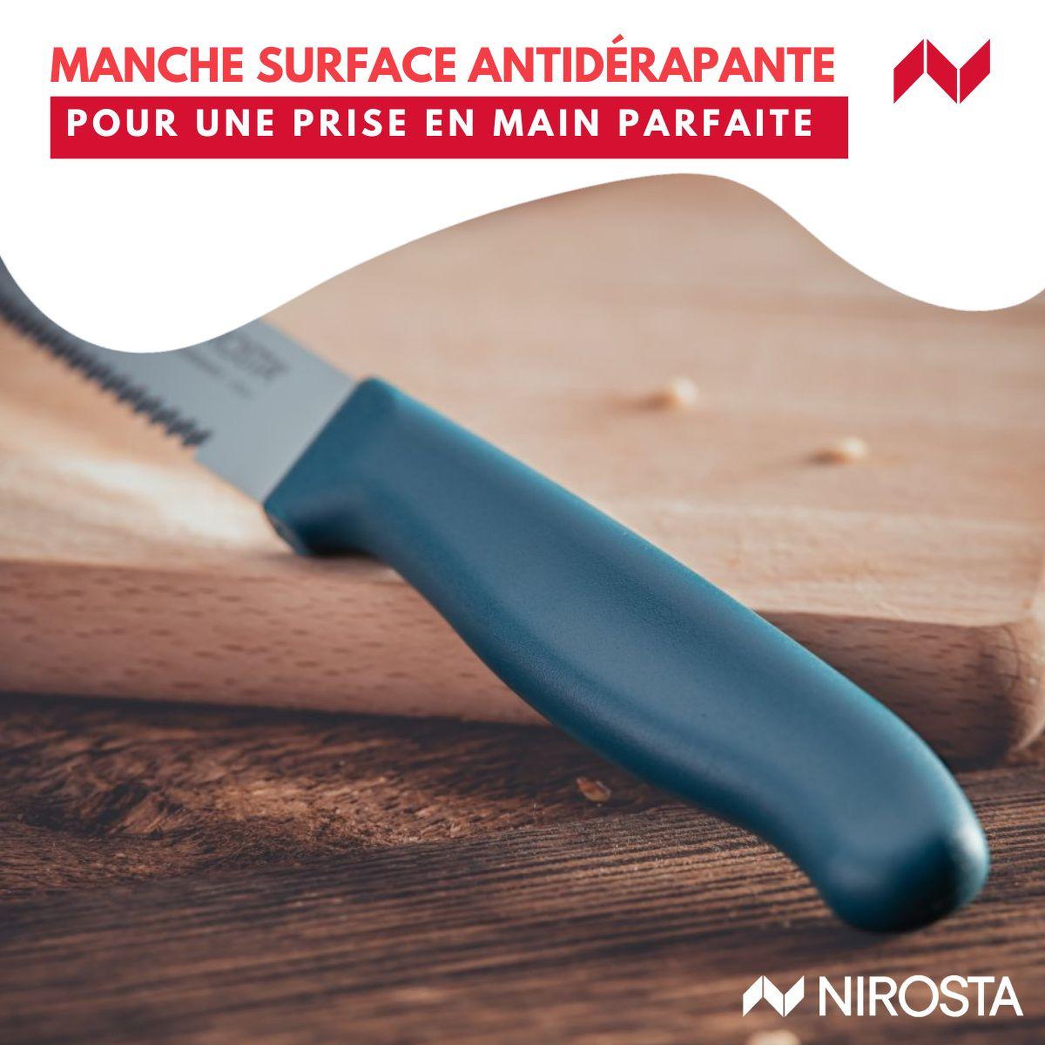 Voir la diapositive 6 : NIROSTA Couteau de cuisine lame crantée 21,5 cm Nirosta Elemental