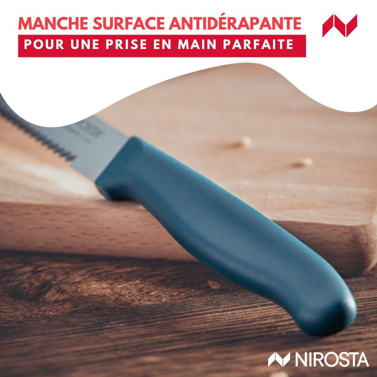 NIROSTA Couteau de cuisine lame crantée 21,5 cm Nirosta Elemental